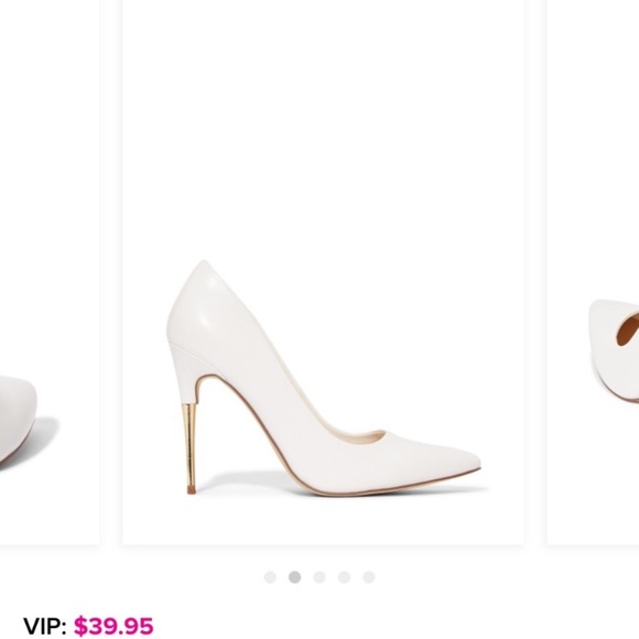 white shoes with gold heel
